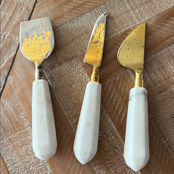 West Elm Other - West Elm Gold and White Cheese Knife Set